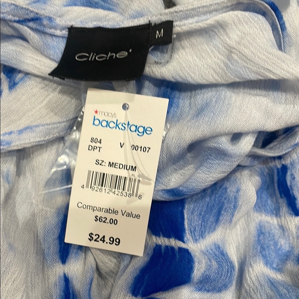 Chic Blue and White Women's Top - Picture 2 of 5